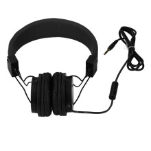 3.5mm Wired Headset with Mic Stereo Foldable Adjustable Headband Inline Control for Music Calls Games Compatible with PC Laptop Tablet Phone MP3 Black