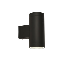 Applique esterno Contemporanea Rochester Acciaio Nero Vetro Bianco 2 Luci GU10