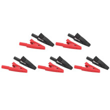 5er-Set U16 2mm Krokodilklemmen mit Nadelstecker, rot/schwarz isoliert, für elektrische Prüfungen
