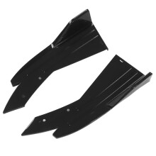 2PCS Car Rear Bumper Canard Lip Side Skirt Splitter Spoiler Glossy Black Universal