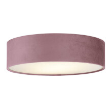 Paralume Contemporaneo Tamburo Tessuto Rosa Bianco 2 Luci D50cm