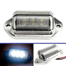 Verchromte 6-LED-Kennzeichenbeleuchtung für LKW, SUV, Anhänger, Transporter, universell