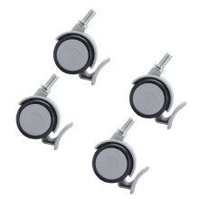 4 ruote piroettanti in gomma con freno e stelo filettato M10, accessori girevoli per mobili da 2 pollici