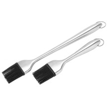 2er-Pack Ölpinsel mit Silikonborsten, Edelstahlgriff, silberfarben, Küchen- und Backzubehör