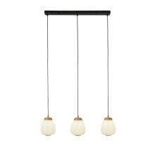 Lampadario Contemporaneo Ella Acciaio Bianco Vetro Nero 3 Luci E14