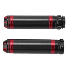2 stuks motorfiets stuurhandvatten van koolstofvezel, corrosiebestendig, waterdicht, universeel voor 7/8 inch sturen, rood
