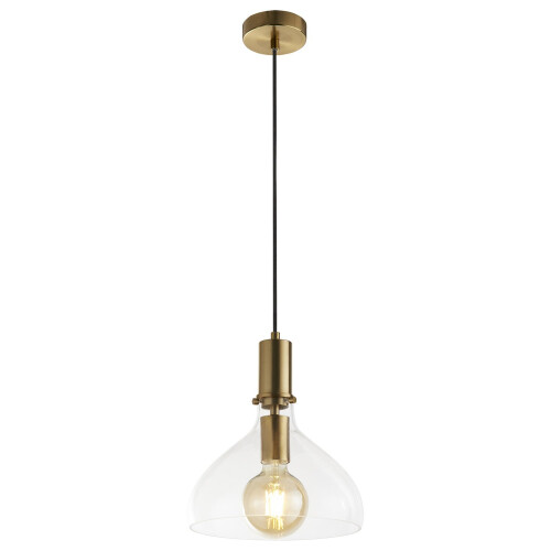Searchlight Pendant Light Antique Brass Clear Glass Shade E27 Dimmable Adjustable Drop IP20