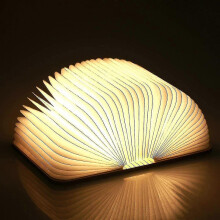 Opvouwbare houten boekenlamp, USB oplaadbare magnetische LED-bureaulamp, decoratief nachtlampje, cadeau voor vrouwen/ouders/kinderen (wit)