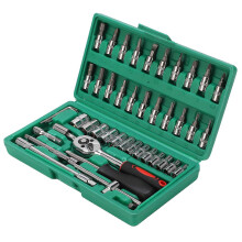 46Pcs Socket Bit Set Car Repair Wrench Universal Tool Kit Box Carbon Steel Hardware