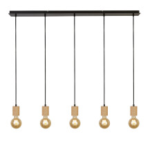 Lampadario Lineare Industrial-Nordico Spinoso Acciaio Nero Marrone 5 Luci E27