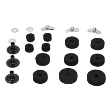 21-teiliges Set Ersatzteile für Becken: Hi-Hat-Kupplung, Filz-Beckenmanschetten mit Basis, Flügelmuttern, Unterlegscheiben, schwarz