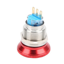 Botón pulsador de parada de emergencia impermeable de 22 mm con bloqueo automático y cabezal tipo hongo (3 pines)