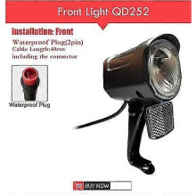 Waterdichte LED-koplamp voor e-bikes met veilige connector, geschikt als vervangend voorlicht voor elektrische fietsen en scooters.
