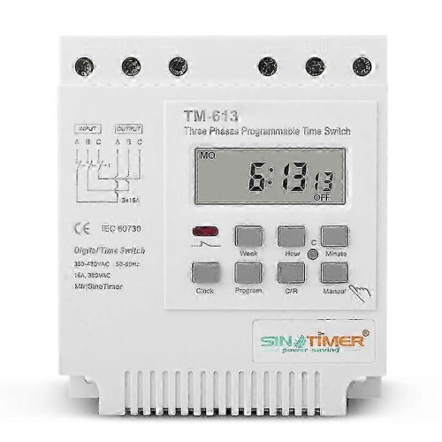 TM-613 Programmable Weekly Power Timer Switch, 380V/50 - 60Hz 16A Three Phase Smart Digital