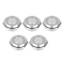 Lot de 5 interrupteurs à bouton-poussoir momentanés en métal, à réarmement automatique, ultra-fins et étanches, avec LED, 22 mm, 3-6 V CC, vert