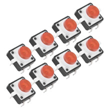 Lot de 20 boutons-poussoirs tactiles momentanés à LED, 12 x 12 x 7,3 mm, rouges