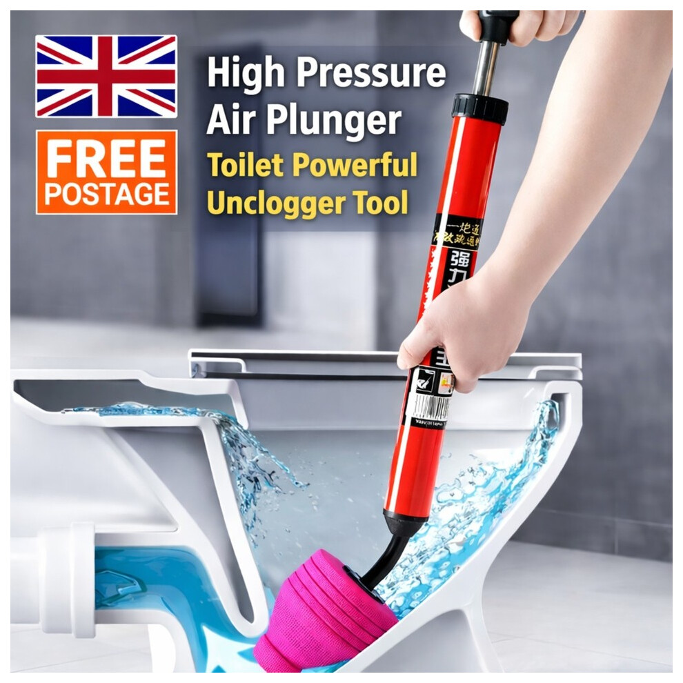 High Pressure Air Drain Blaster Toilet Plunger Sink Kitchen Pipe Clog Remover Uk 194343045221