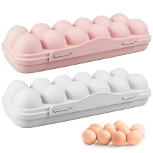 Set van 2 plastic eierhouders met deksel, geschikt voor 24 eieren, voor in de koelkast.
