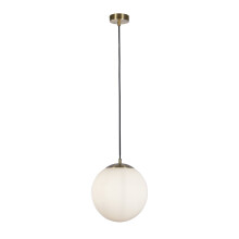 Sospensione Contemporanea Atomo 2 Acciaio Ottone Vetro 1 Luce E27 D33cm