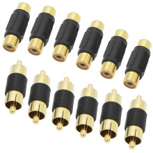 12er-Pack RCA-Kupplungen (weiblich/männlich), 6FF+6MM vergoldete Adapter für Audio/Video