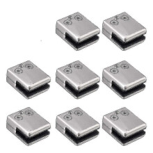 Roestvrijstalen glasklembeugel, 8 stuks vierkante klemmen voor panelen van 8-10 mm