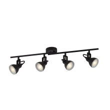 Plafoniera lineare Contemporanea Focus spotlight Acciaio Bianco Nero 4 Luci GU10