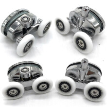 Set mit 4 Duschkabinenrollen, ovales Schmetterlingsdesign, Doppelrad, 23 mm Durchmesser