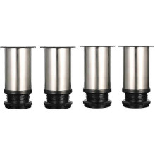 4 Stück verstellbare, robuste Möbelfüße, 8 cm, gebürsteter Edelstahl, 0–15 mm