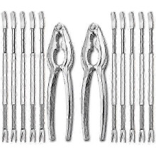 Visgerei set: 10 vorken en 2 krabtangetjes (12 stuks)