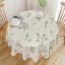 Runde Tischdecke 150 cm, beige, abwischbar, bedrucktes PVC, für Ess- und Wohnzimmer, Europa