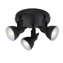 Plafoniera tonda Contemporanea Focus spotlight Acciaio Bianco Nero 3 Luci GU10