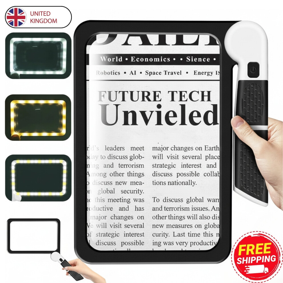 Light 5X Magnifying Glass With Large Handheld Rectangular Magnifier For Reading*