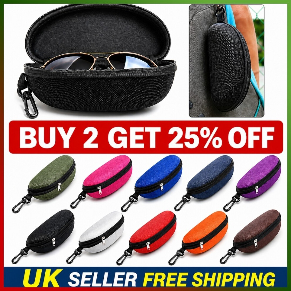 Portable Zipper Eye Glasses Sunglasses Hard Case Box Protector Large Hold | Gift