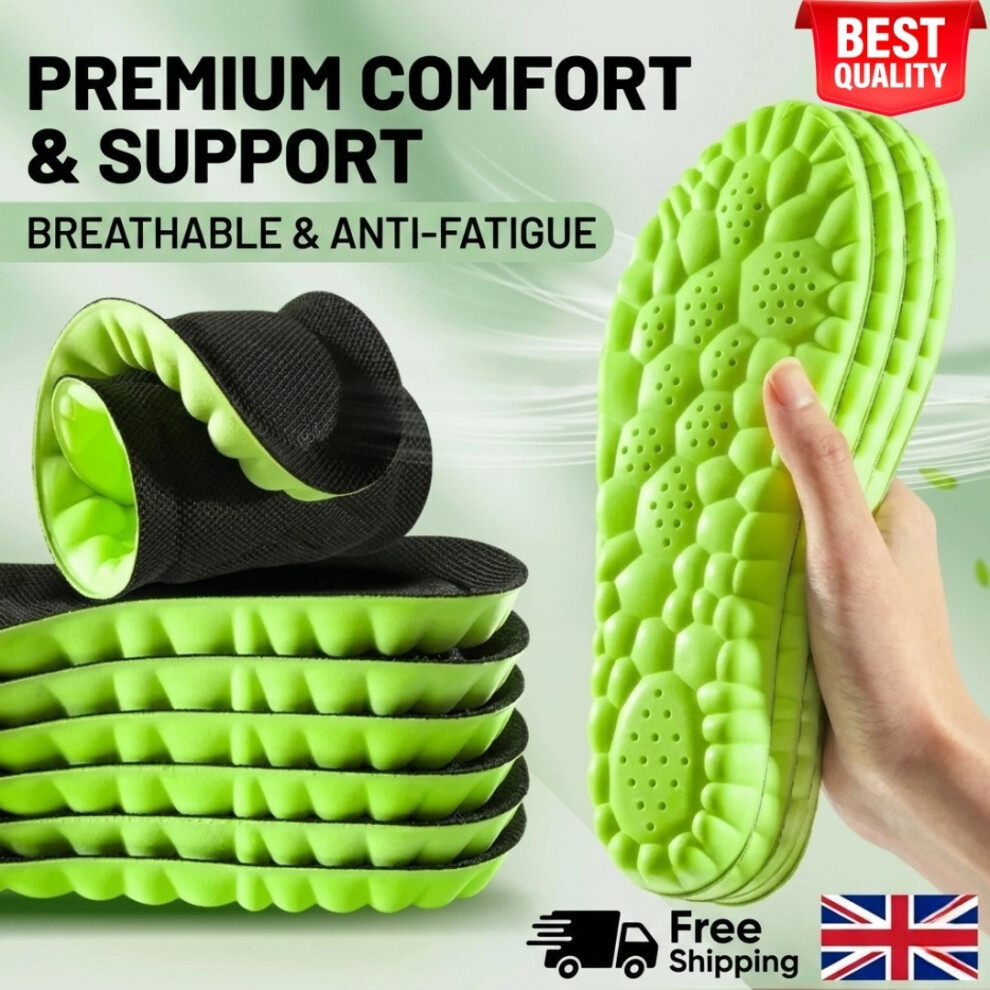 4D Sport Insoles Shock Absorbing Arch Support Comfort EVA Foam Shoe Inserts Pads