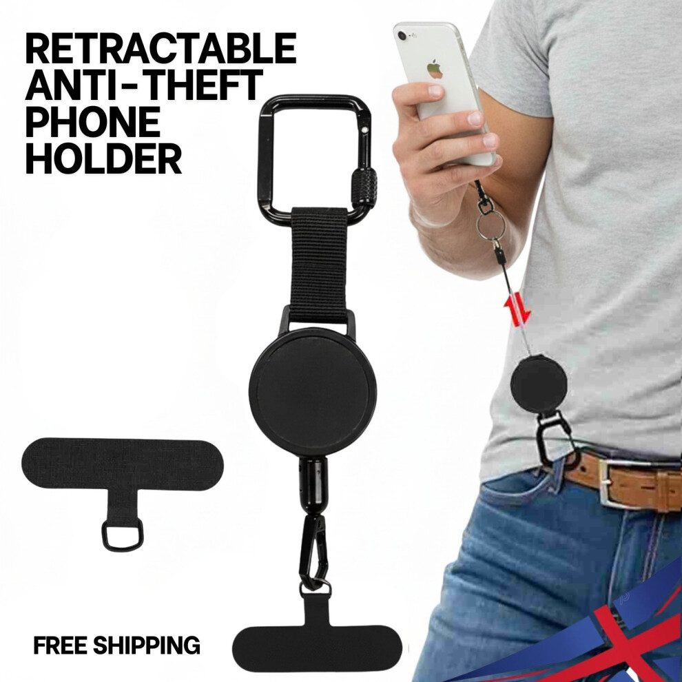 Retractable Phone Lanyard Â Anti-Theft Mobile Safety Tether Strap Secure Uk 404834092123