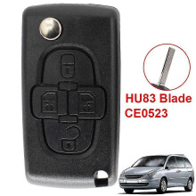 Coque de remplacement pour télécommande d'entrée sans clé à 4 boutons pour Peugeot 807, 1007 et Citroën C8