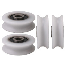 Set van 4 witte nylon U-groef katrollen met een binnendiameter van 4 mm voor schuifdeuren