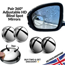 2X BLIND SPOT MIRROR Adjustable Wide Angle Convey Car Motorcycle Van Bike Convex