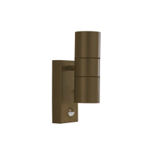 Applique Moderna Metro Acciaio Marrone Vetro 2 Luci GU10 con sesnore