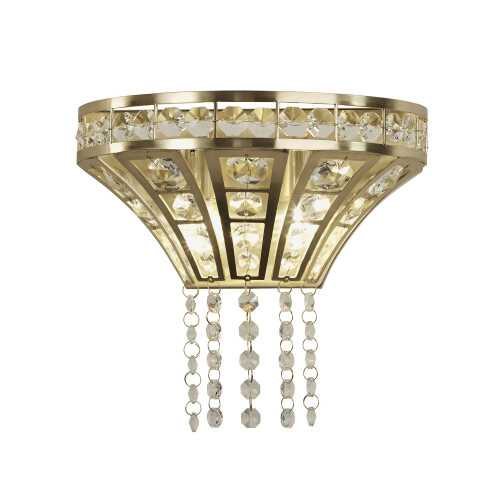 Searchlight Applique Classica Gemma Acciaio Ottone Cristallo 2 Luci G9