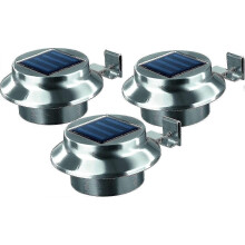 3-teiliges Set kabelloser Solar-Dachrinnenleuchten aus Edelstahl in Silber für den Außenbereich
