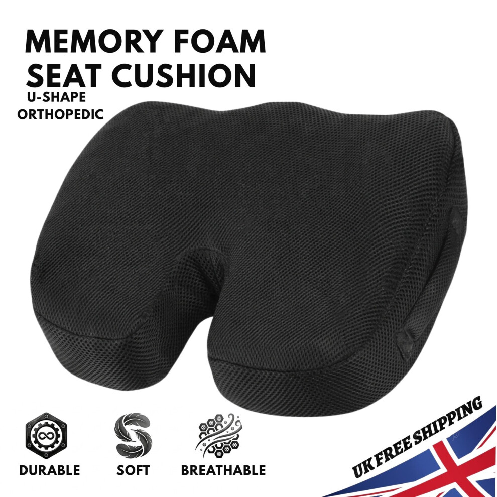 Cushion Seat Pillow Orthopaedic Coccyx Back Pain Relief Memory Foam Office Chair