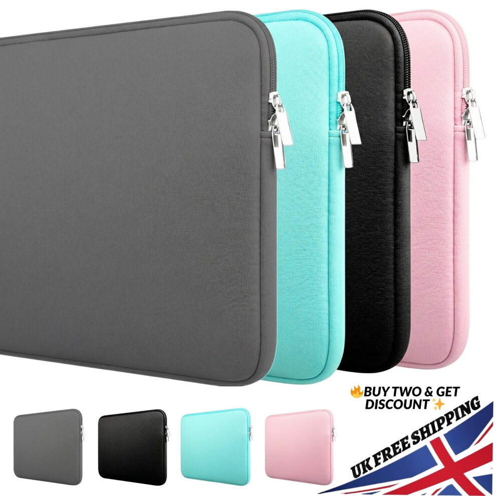 Laptop Sleeve Case Notebook Pouch Bag For Macbook Air Pro 11" 13" 14" 15" Uk Black 4048340918261