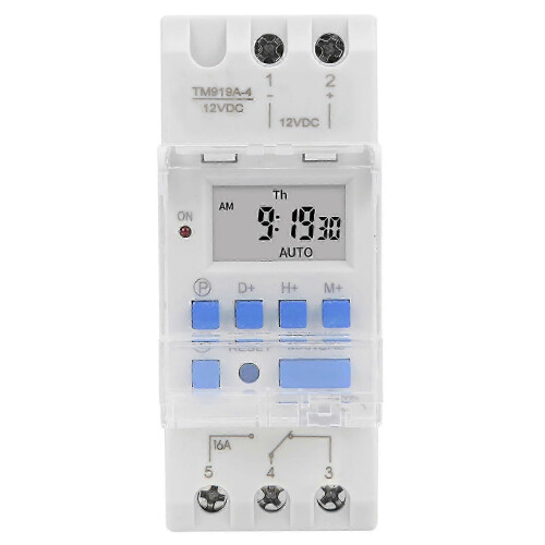 Timer met aftelfunctie voor 12V DC, weekprogramma 16A met LCD-display