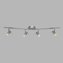 Plafoniera Lineare Moderna Ariete Acciaio Cromo Argento 4 Luci GU10