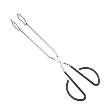 Extra lange 40 cm Grillzange aus Edelstahl, Scheren-Grillzange mit schwarzem Griff