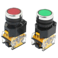 2 interrupteurs à bouton-poussoir momentanés rouge et vert, 10 A, 380 V, DPST, montage 22 mm