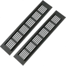 2 Stück 250 x 50 mm Aluminium-Lüftungsgitter mit Insektenschutz für Wohnmobil, Kleiderschrank, Küche – Schwarz