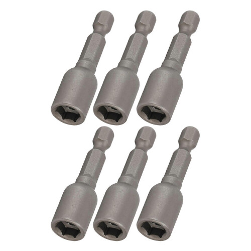 10Pcs Power Nut Driver Hex Magnetic Bit Set Socket Impact Drill Bits M8x48mm 1/4in ShankGrey