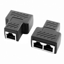 Dual-Port RJ45 splitteradapter, 2 stuks Ethernet LAN-kabel splitterconnector voor EU